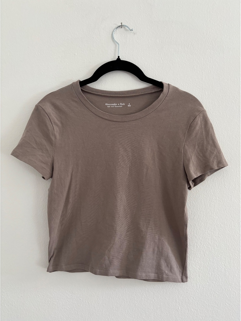 Short Sleeve Taupe Crop Top
